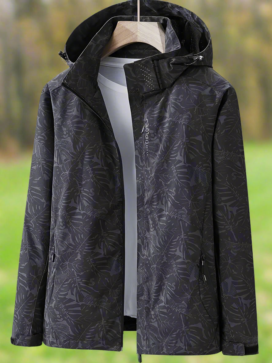 Flora | Women's Botanical-Print Zip Hooded Waterproof Rain Jacket