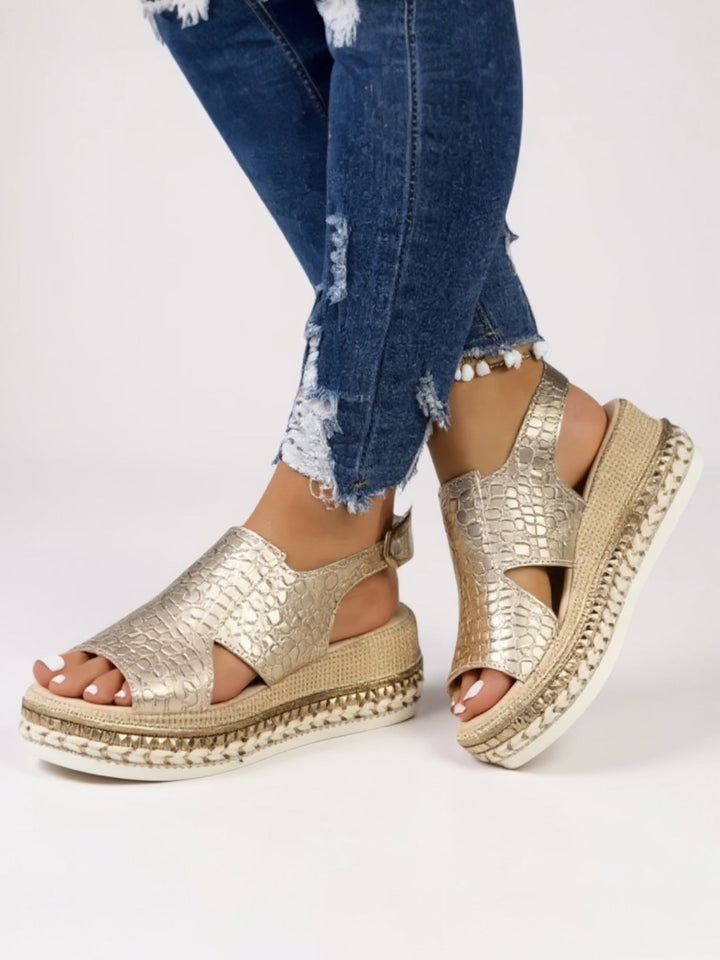 Gianna | Women's Metallic Open Toe Slingback Orthopedic Platform Sandals