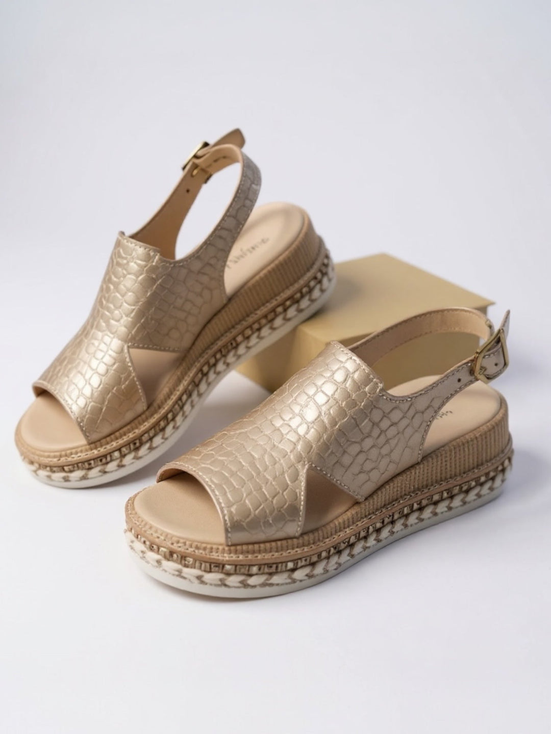 Gianna | Women's Metallic Open Toe Slingback Orthopedic Platform Sandals