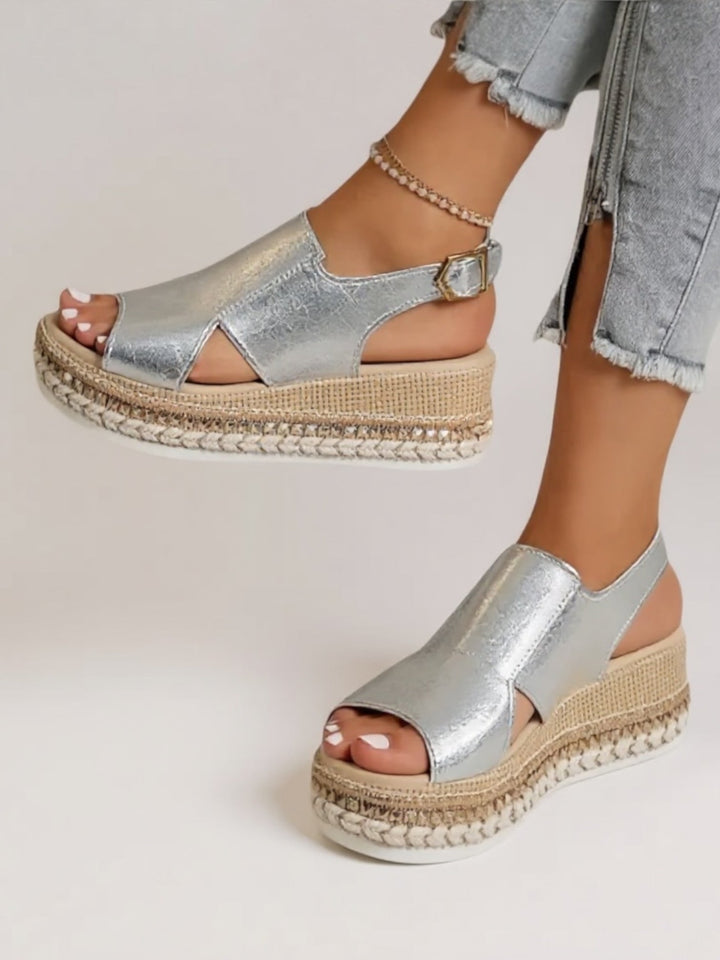 Gianna | Women's Metallic Open Toe Slingback Orthopedic Platform Sandals