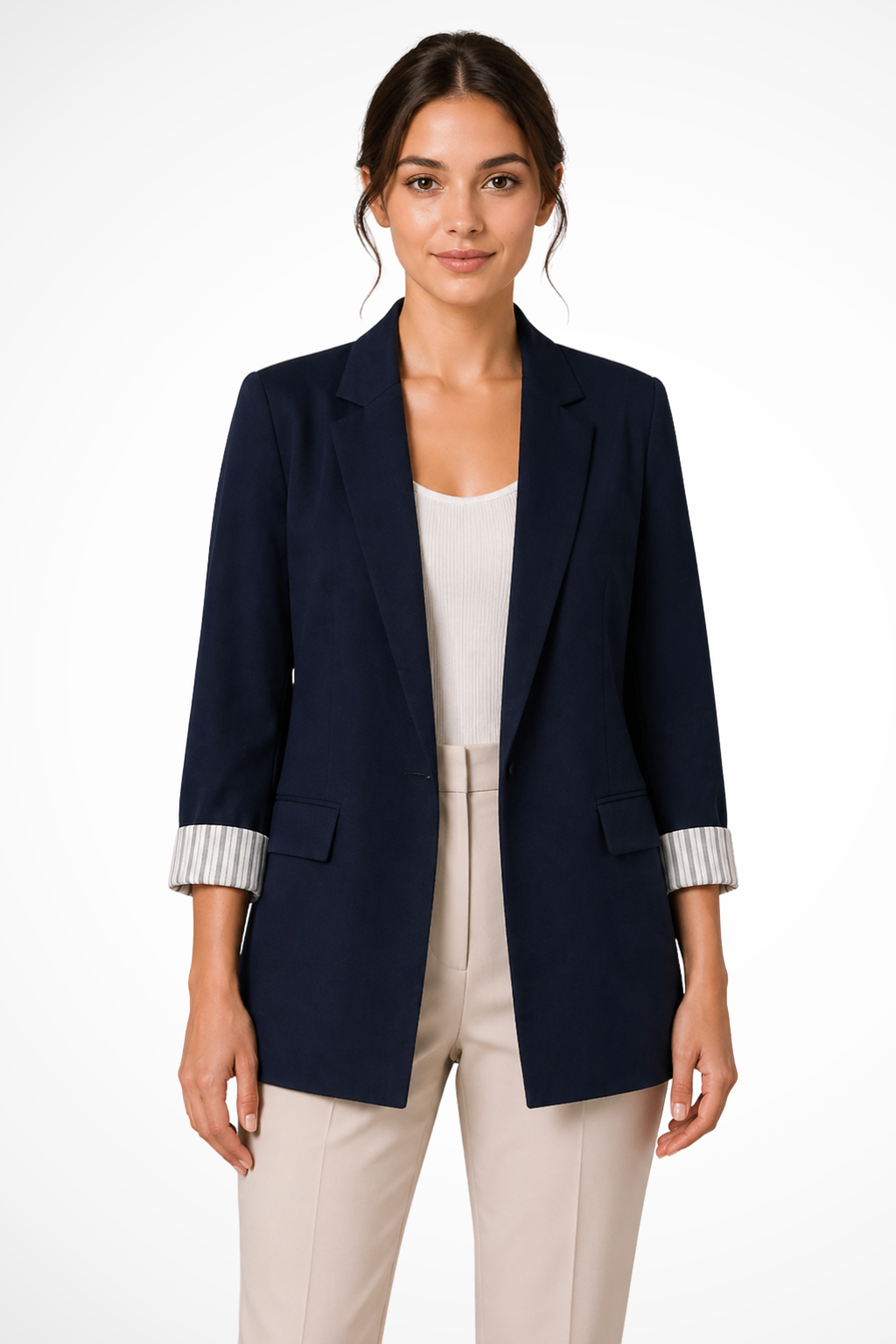 Giselle | Women's Striped Cuff Oversized Lapel Blazer