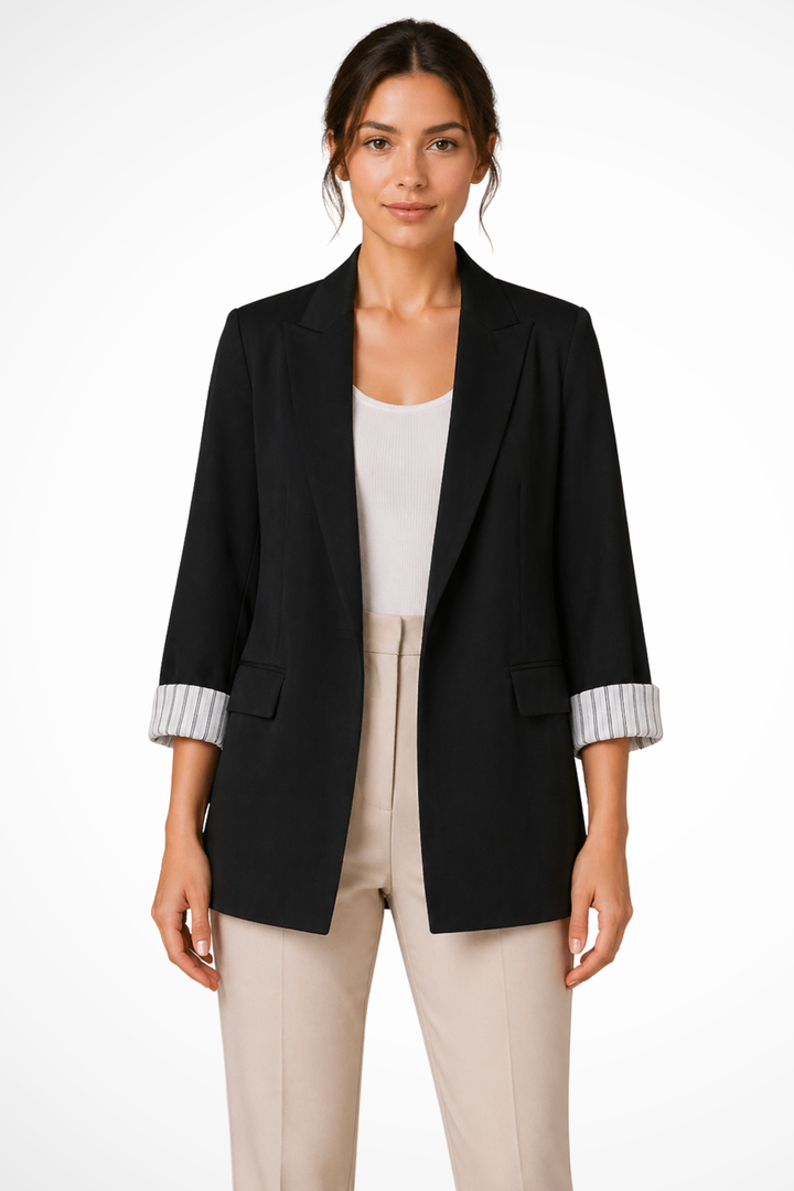 Giselle | Women's Striped Cuff Oversized Lapel Blazer