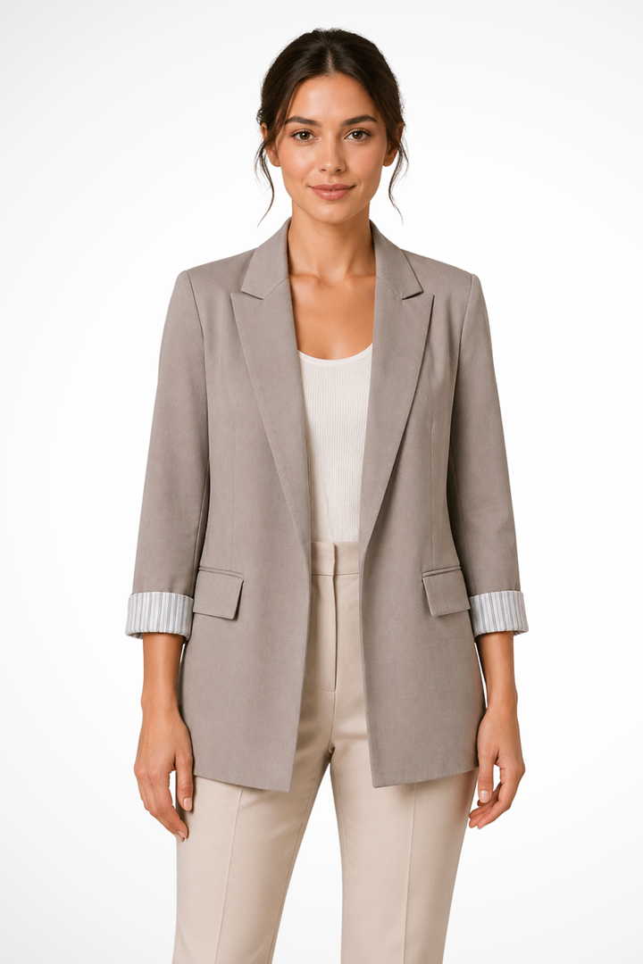Giselle | Women's Striped Cuff Oversized Lapel Blazer