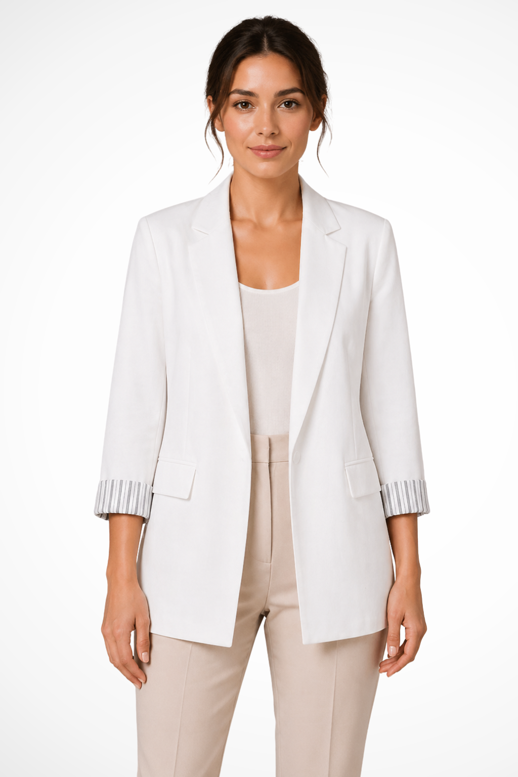 Giselle | Women's Striped Cuff Oversized Lapel Blazer