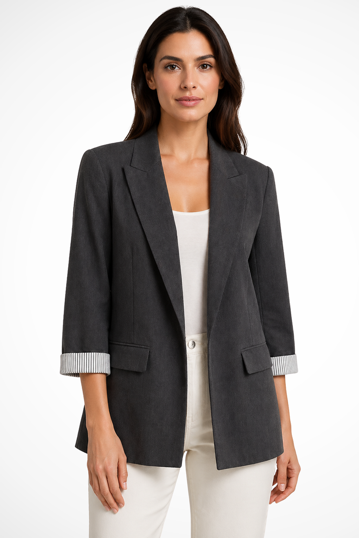 Giselle | Women's Striped Cuff Oversized Lapel Blazer