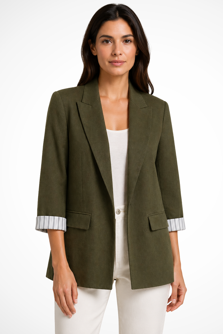 Giselle | Women's Striped Cuff Oversized Lapel Blazer