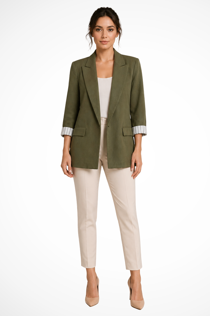 Giselle | Women's Striped Cuff Oversized Lapel Blazer