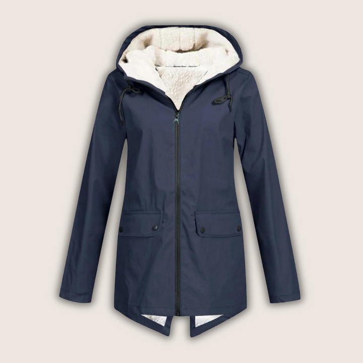 Hana | Women's Sherpa-Hood Zip Windproof Rain Jacket