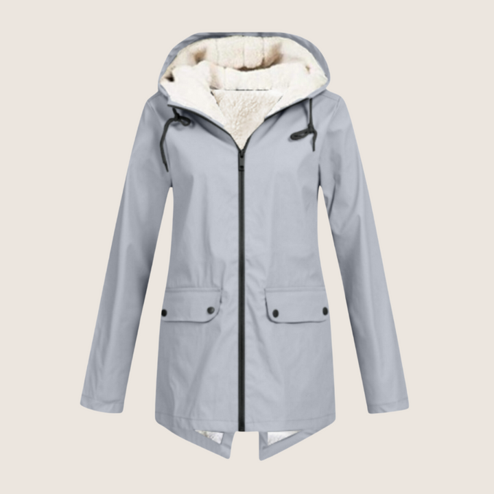 Hana | Women's Sherpa-Hood Zip Windproof Rain Jacket