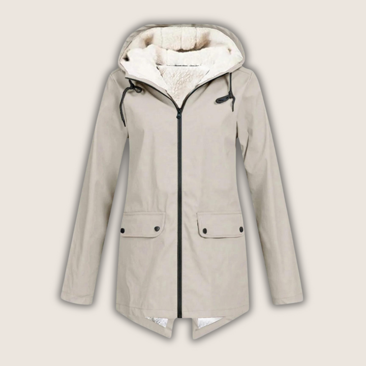 Hana | Women's Sherpa-Hood Zip Windproof Rain Jacket