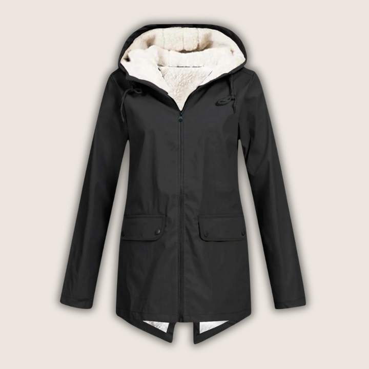 Hana | Women's Sherpa-Hood Zip Windproof Rain Jacket