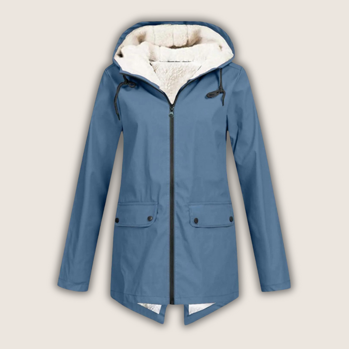 Hana | Women's Sherpa-Hood Zip Windproof Rain Jacket