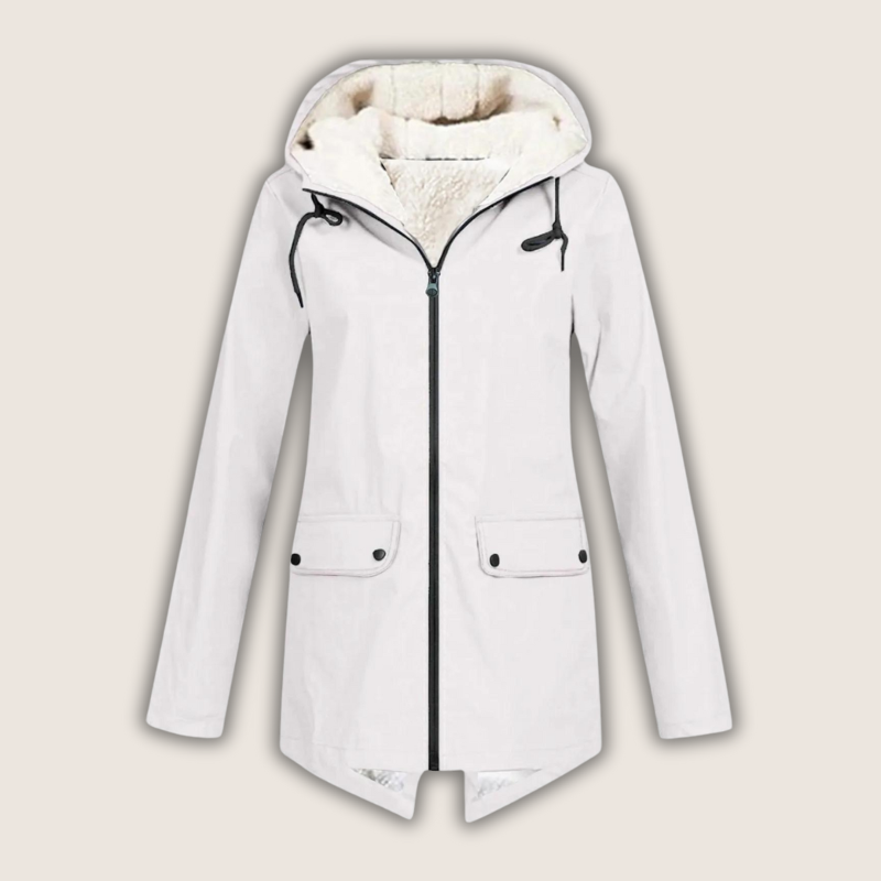 Hana | Women's Sherpa-Hood Zip Windproof Rain Jacket