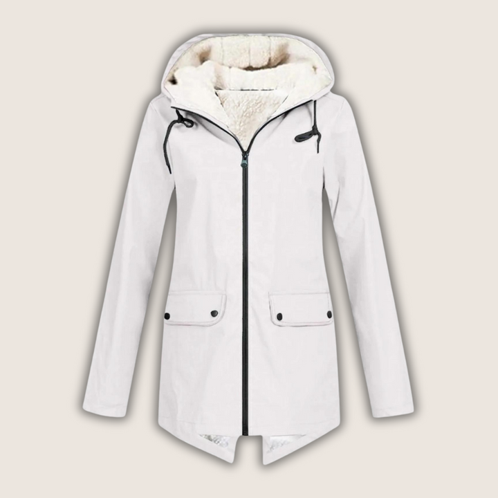 Hana | Women's Sherpa-Hood Zip Windproof Rain Jacket