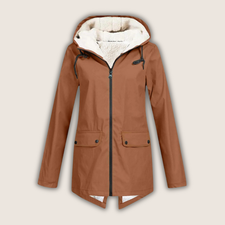 Hana | Women's Sherpa-Hood Zip Windproof Rain Jacket