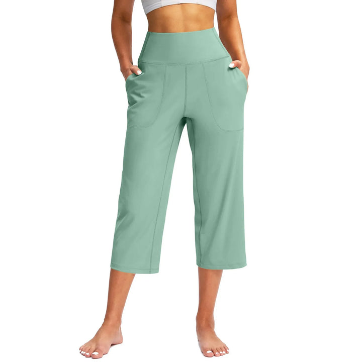 Iris | Women's High Waist Pocket Stretch Wide Leg Capri Pants