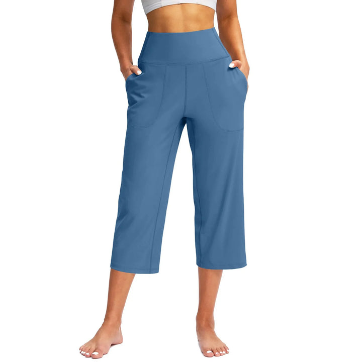 Iris | Women's High Waist Pocket Stretch Wide Leg Capri Pants