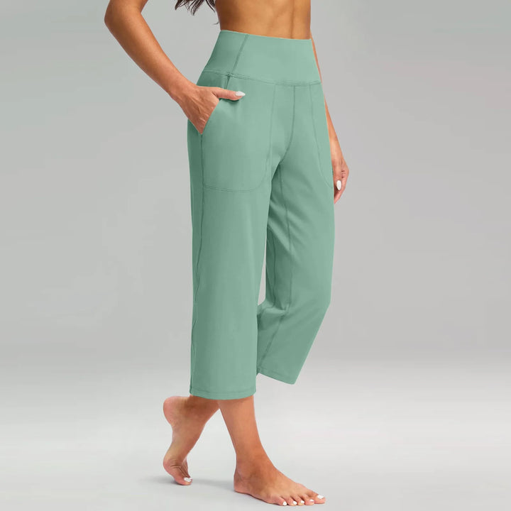 Iris | Women's High Waist Pocket Stretch Wide Leg Capri Pants