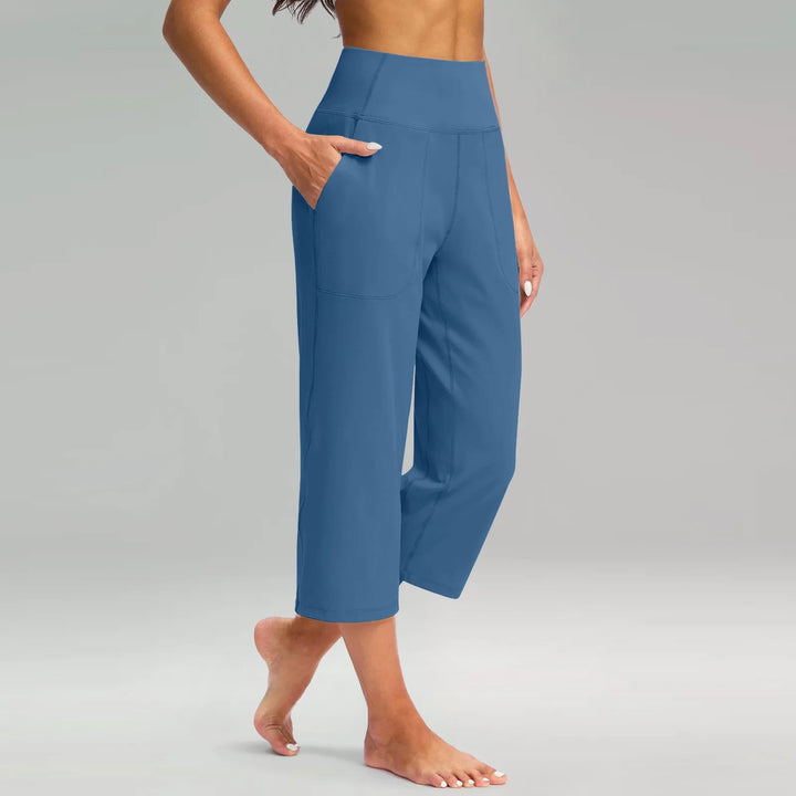 Iris | Women's High Waist Pocket Stretch Wide Leg Capri Pants