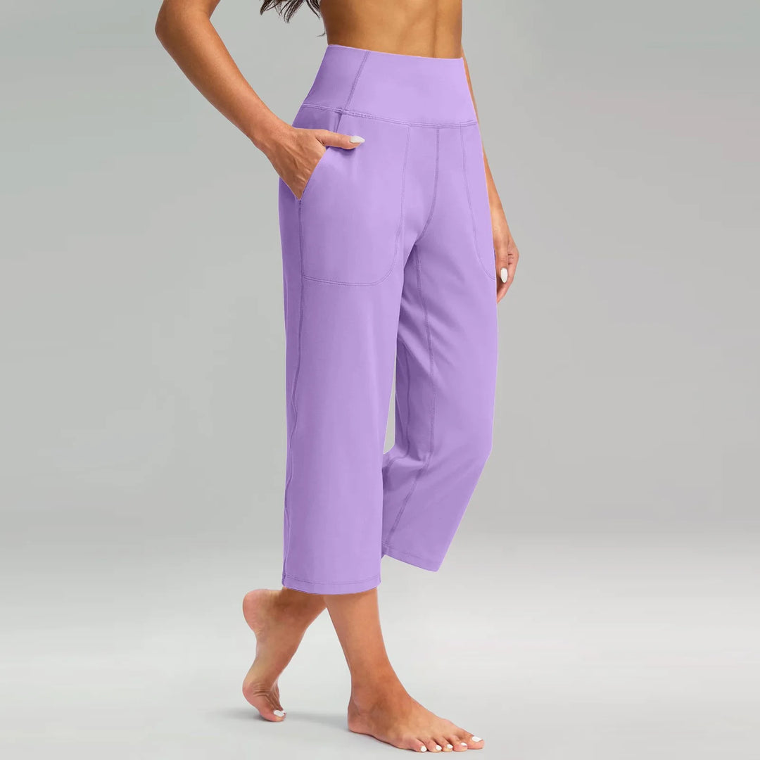 Iris | Women's High Waist Pocket Stretch Wide Leg Capri Pants