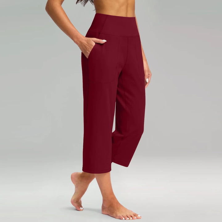 Iris | Women's High Waist Pocket Stretch Wide Leg Capri Pants