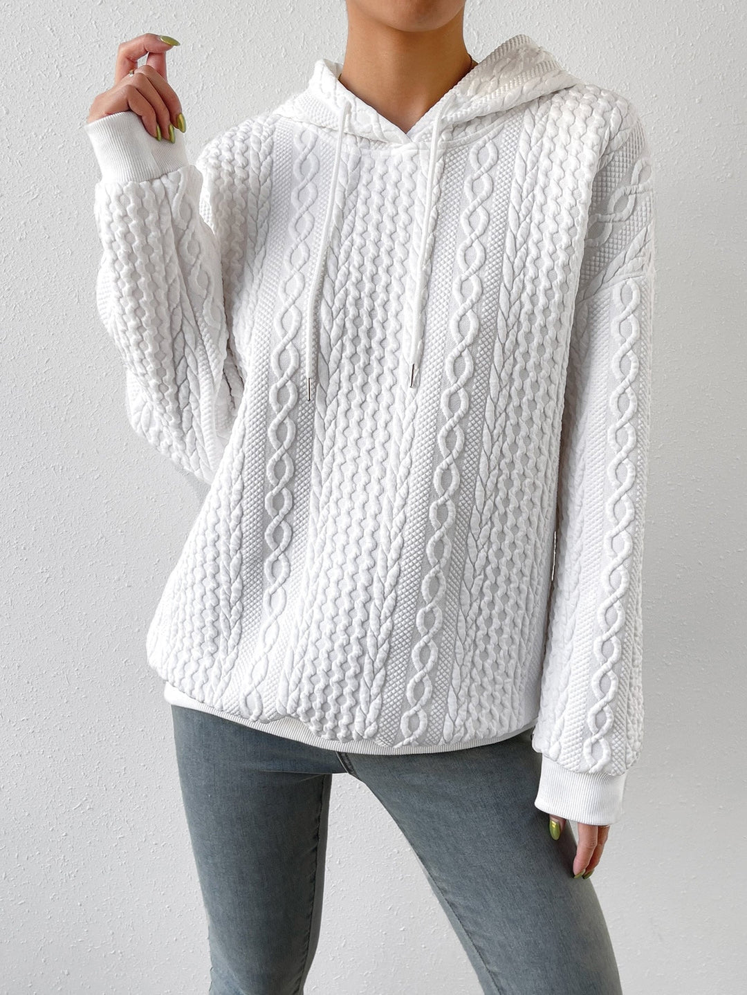 Isla | Women's Cable Knit Drawstring Hoodie