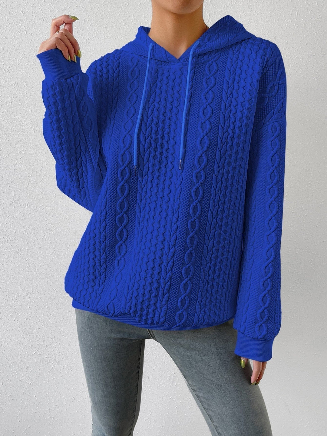 Isla | Women's Cable Knit Drawstring Hoodie