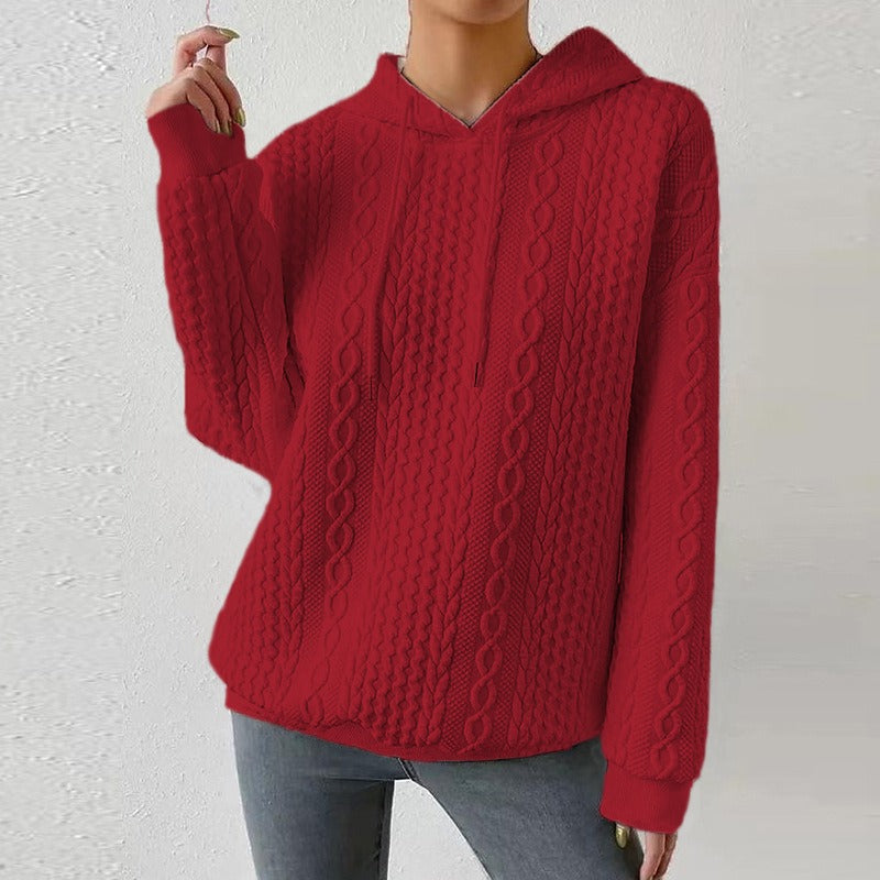 Isla | Women's Cable Knit Drawstring Hoodie