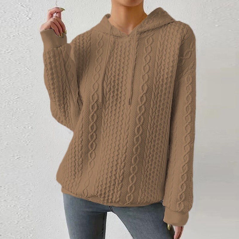 Isla | Women's Cable Knit Drawstring Hoodie