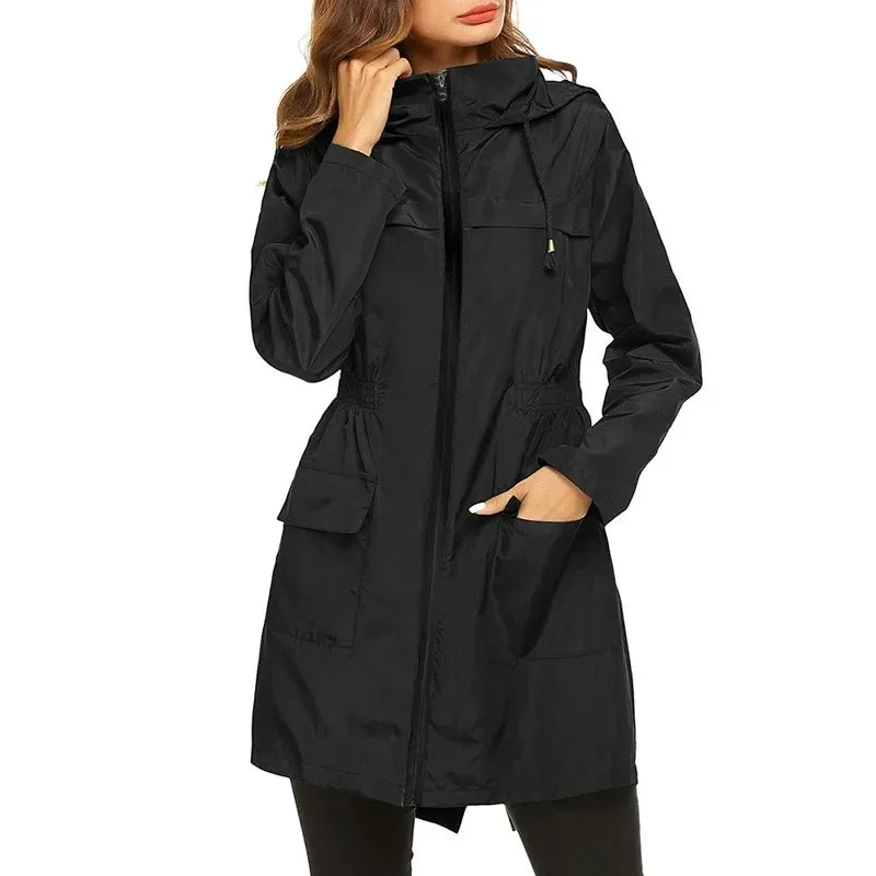 June | Women's Zip Hooded Waterproof Rain Jacket