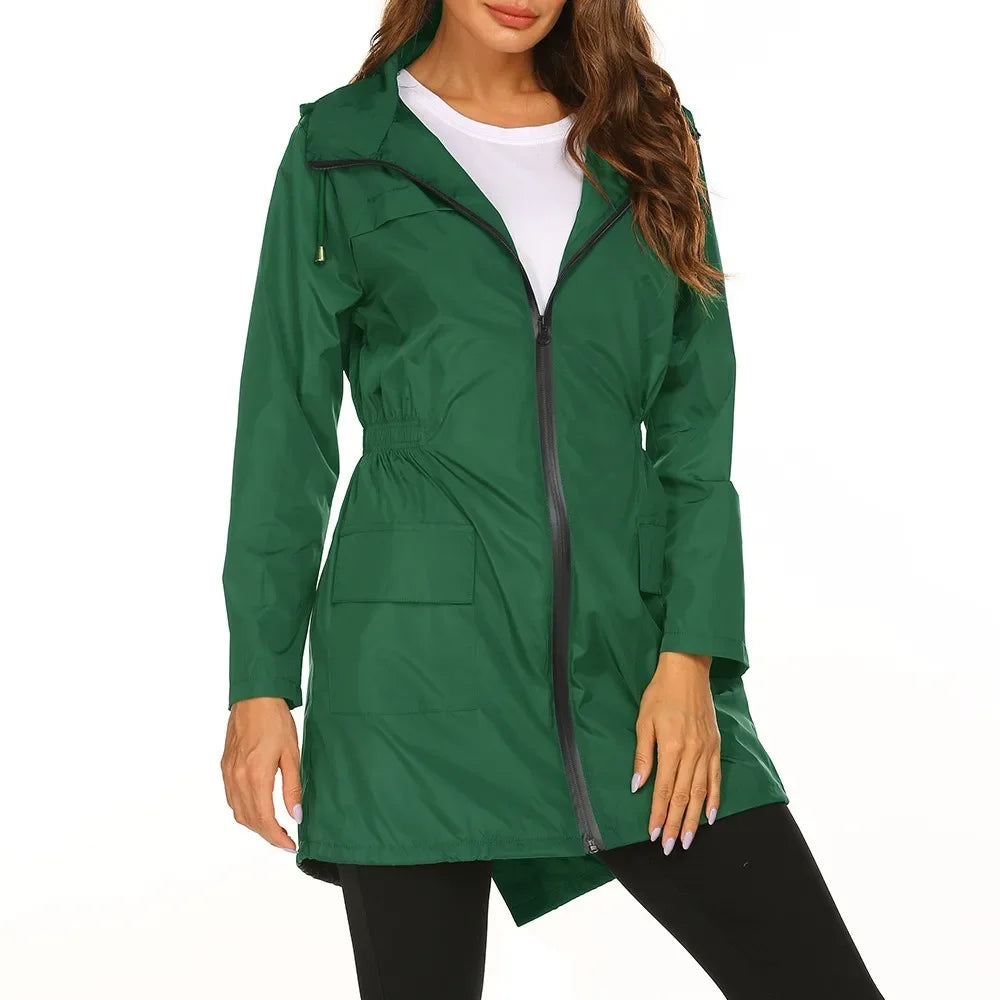 June | Women's Zip Hooded Waterproof Rain Jacket