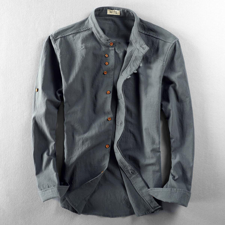 Kenji | Men's Mandarin-Collar Long-Sleeve Casual Shirt