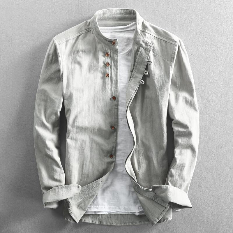 Kenji | Men's Mandarin-Collar Long-Sleeve Casual Shirt
