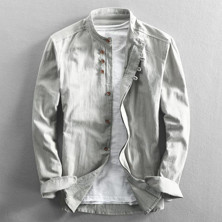 Kenji | Men's Mandarin-Collar Long-Sleeve Casual Shirt