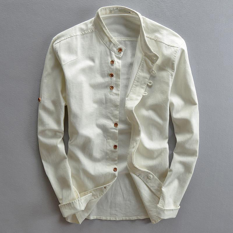 Kenji | Men's Mandarin-Collar Long-Sleeve Casual Shirt
