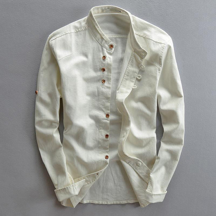 Kenji | Men's Mandarin-Collar Long-Sleeve Casual Shirt