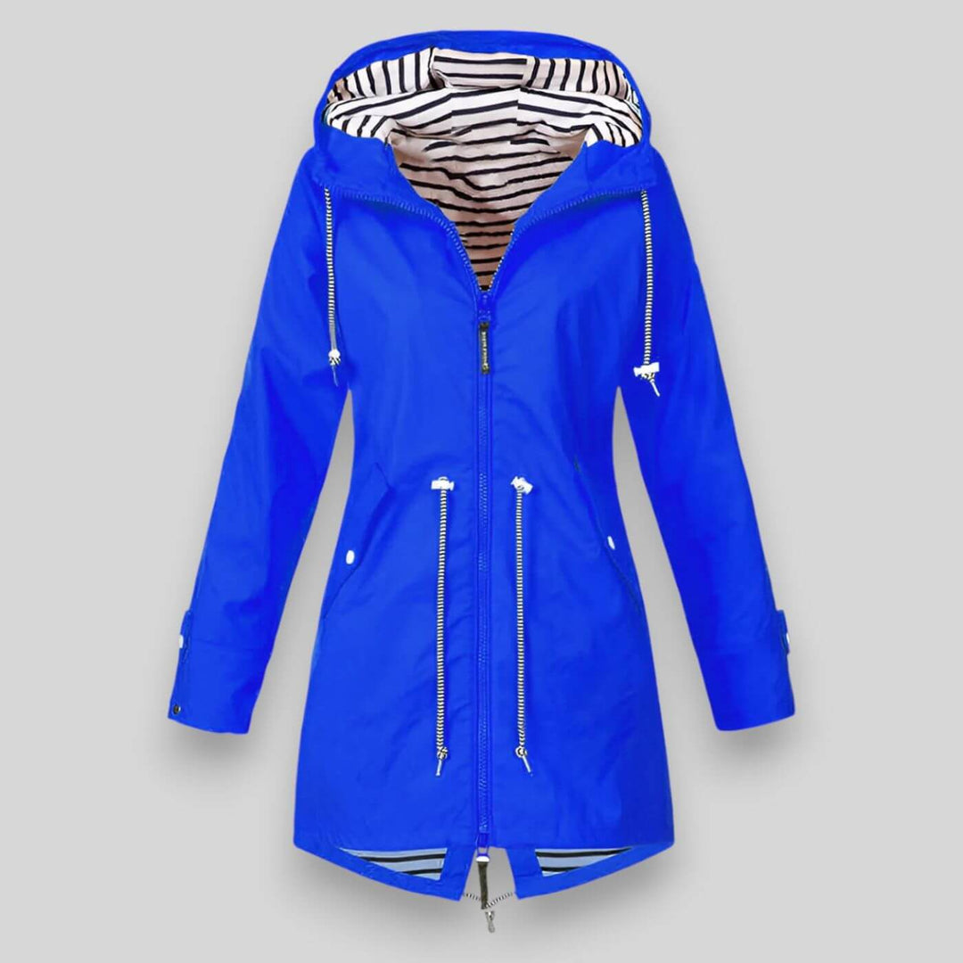 Lena | Women's Striped Hooded Longline Rain Jacket