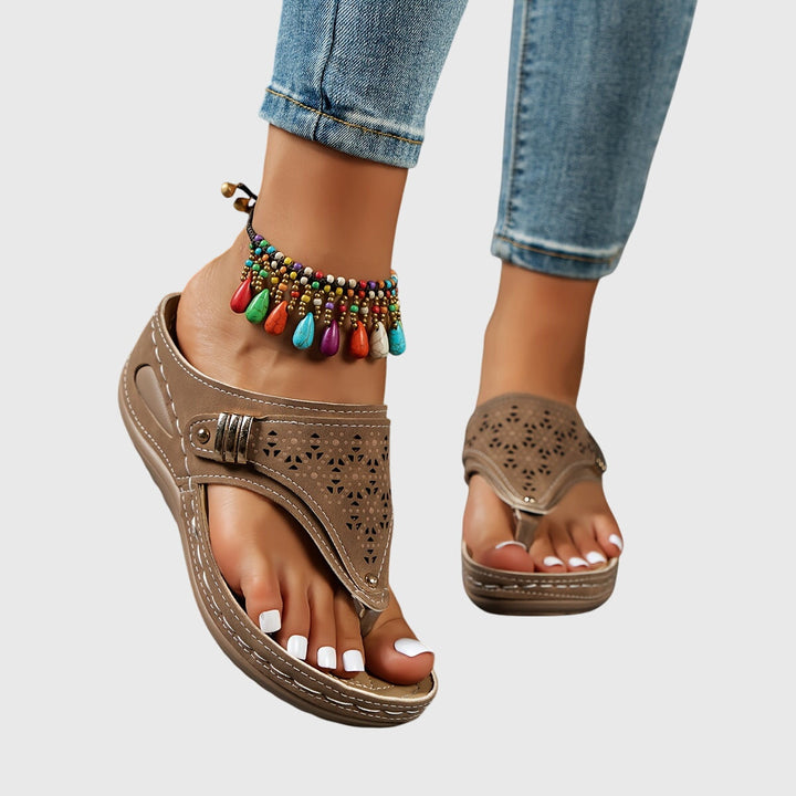 Marisol | Women's Boho Cutout Toe Post Platform Orthopedic Sandals