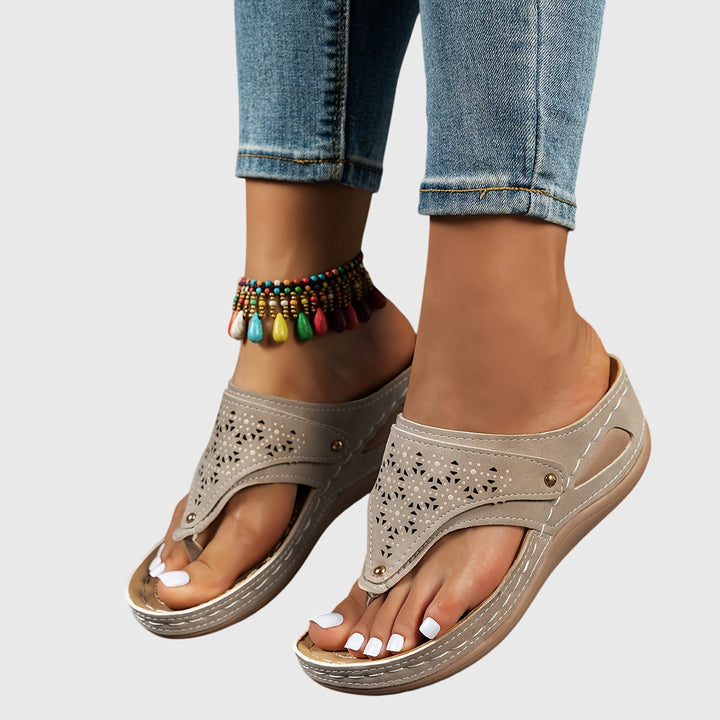 Marisol | Women's Boho Cutout Toe Post Platform Orthopedic Sandals