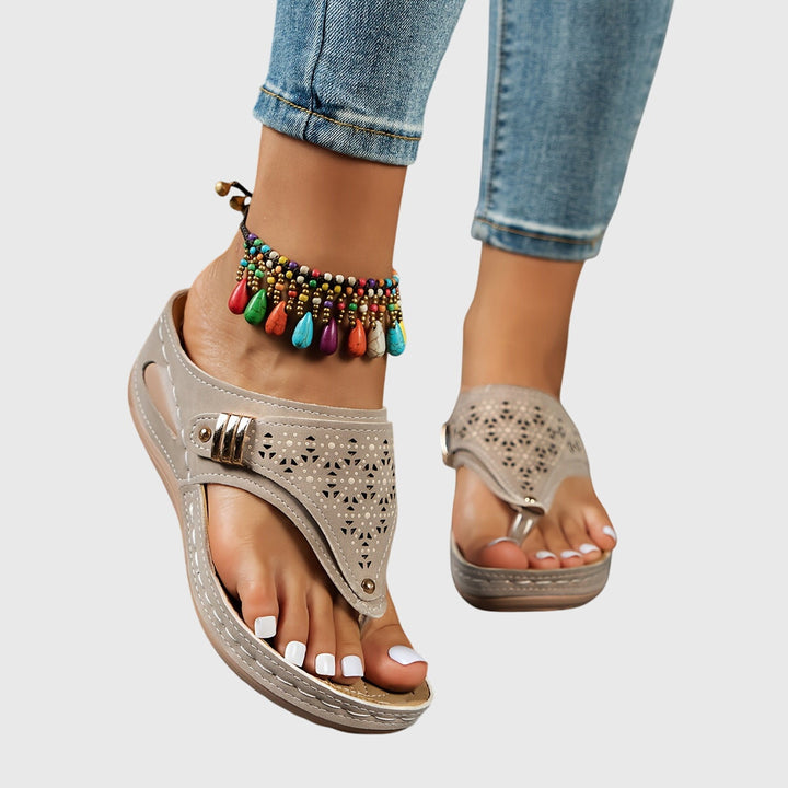 Marisol | Women's Boho Cutout Toe Post Platform Orthopedic Sandals