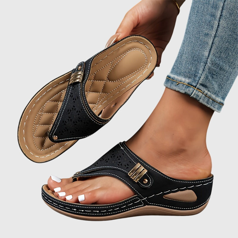 Marisol | Women's Boho Cutout Toe Post Platform Orthopedic Sandals