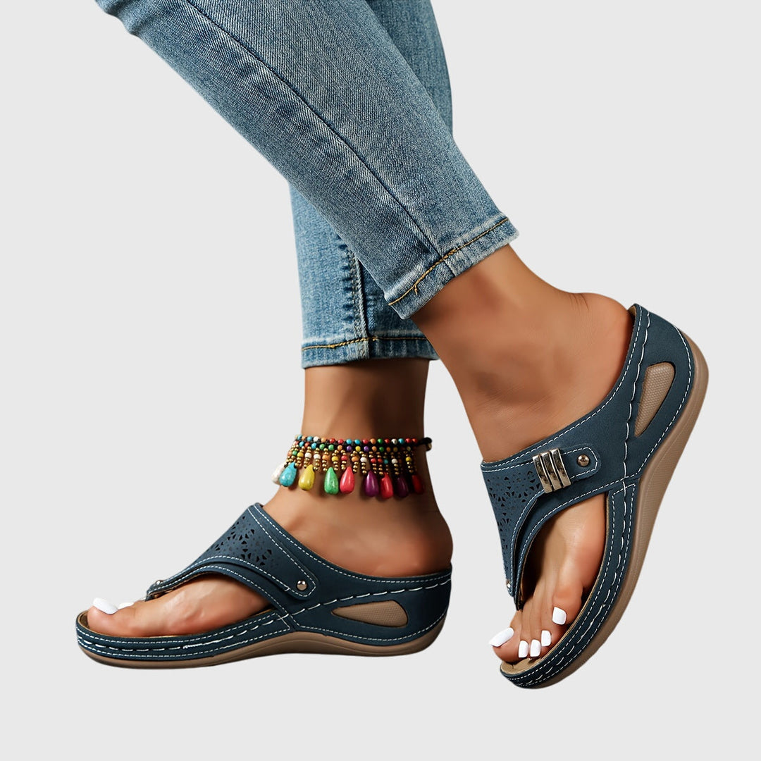 Marisol | Women's Boho Cutout Toe Post Platform Orthopedic Sandals