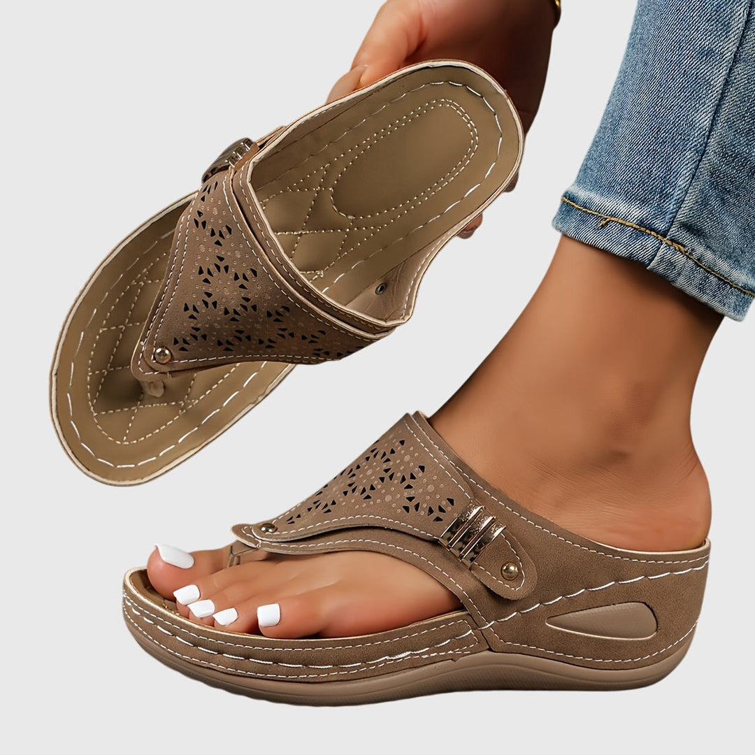 Marisol | Women's Boho Cutout Toe Post Platform Orthopedic Sandals
