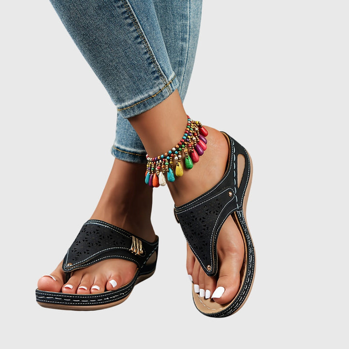 Marisol | Women's Boho Cutout Toe Post Platform Orthopedic Sandals