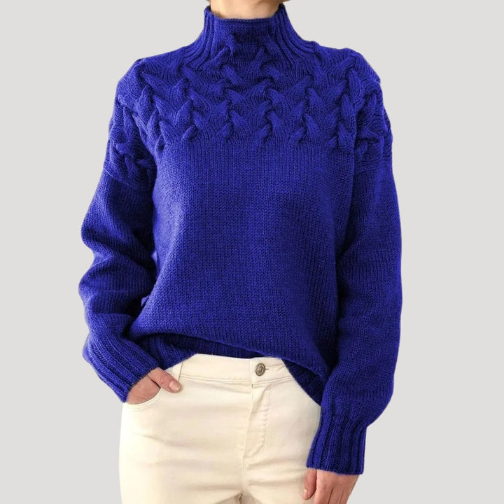 Marlowe | Women's Cable Knit Turtleneck Long Sleeve Sweater