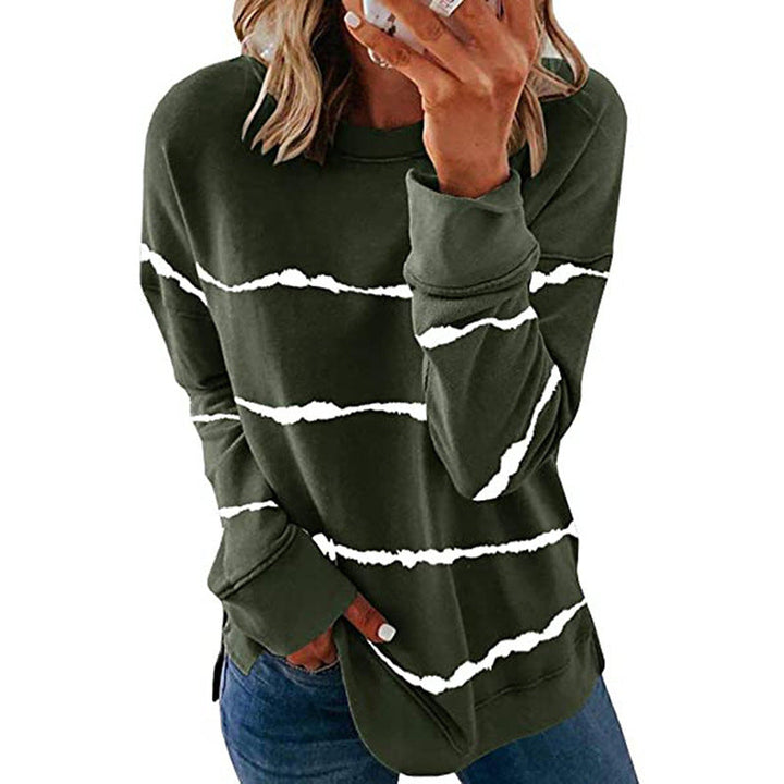 Noelle | Women's Painted Stripe Crew Neck Long Sleeve Sweater