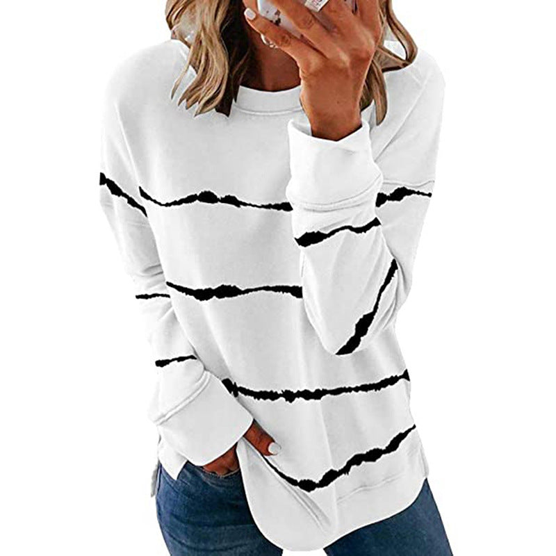 Noelle | Women's Painted Stripe Crew Neck Long Sleeve Sweater