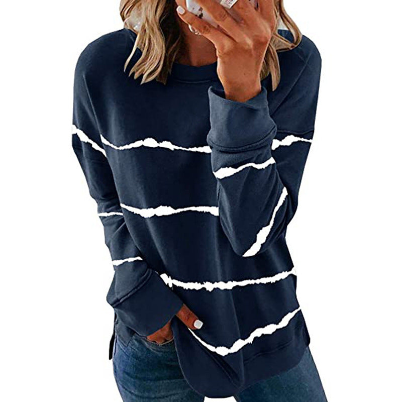 Noelle | Women's Painted Stripe Crew Neck Long Sleeve Sweater