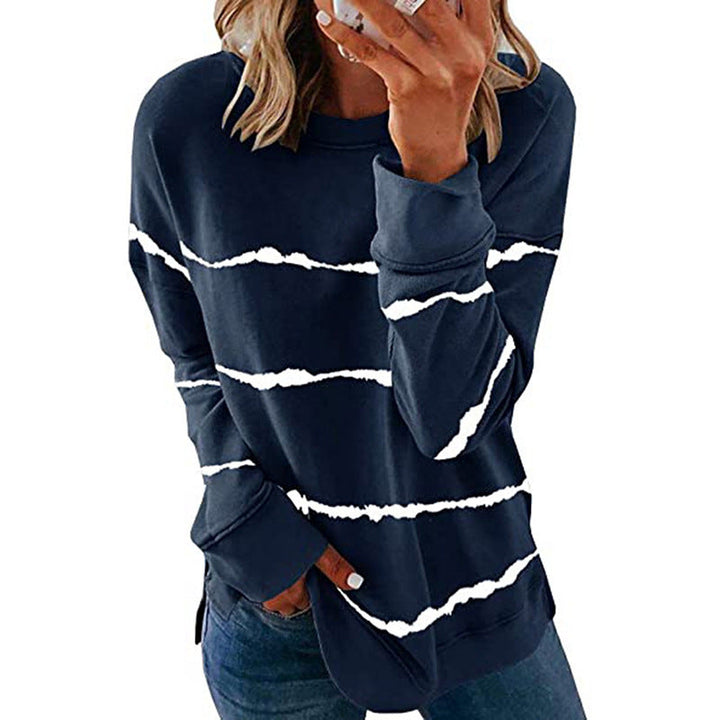 Noelle | Women's Painted Stripe Crew Neck Long Sleeve Sweater