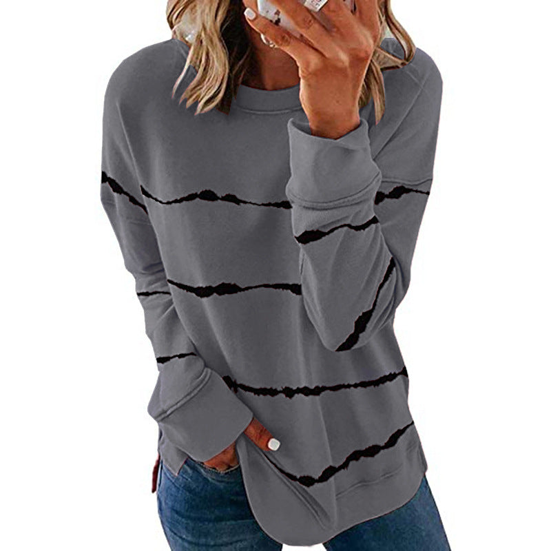 Noelle | Women's Painted Stripe Crew Neck Long Sleeve Sweater